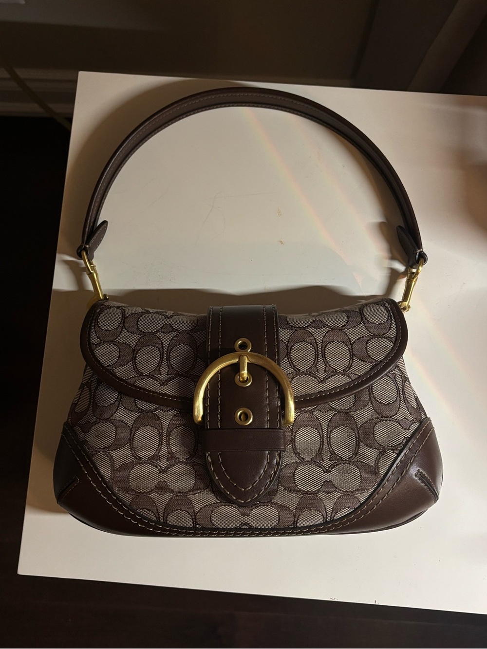 Coach Soho Signature Jacquard Shoulder Bag with Gold Hardware